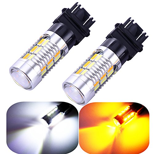 3157 3057 3357 4157 Turn Signal White Yellow Amber Switchback Led Light Bulbs 22 SMD with Projector, for Standard Socket, Not CK, Pair of 2