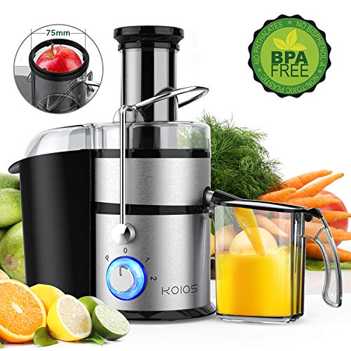 KOIOS Centrifugal Juicer Machines, Juice Extractor with Big Mouth 3” Feed Chute, 304 Stainless-steel Fliter, Best Seller Juicer 2020, High Juice yield, Easy to Clean&100% BPA-Free, 1200W&Powerful, Dishwasher Safe, Included Brush