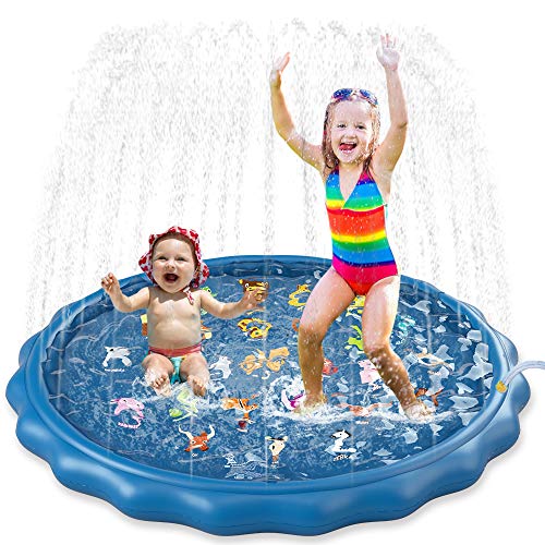 Jasonwell Sprinkler for Kids Toddlers Splash Pad Play Mat 60' Inflatable Baby Wading Pool Fun Summer Outdoor Water Toys for Children Boys Girls Sprinkler Pool for Alphabet Learning Age 2 3 4 5 6 7 8