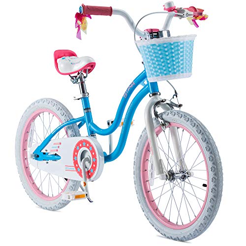 Royalbaby Girls Bike Stargirl 18 Inch Girl's Bicycle With Kickstand Basket Child's Girl's Bike Blue