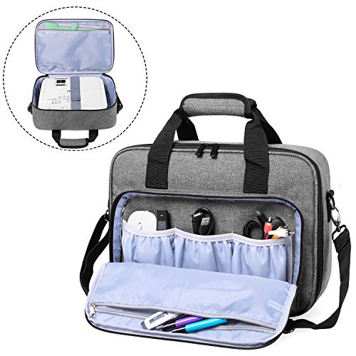 Luxja Projector Case, Projector Bag with Accessories Storage Pockets (Compatible with Most Major Projectors), Medium(13.75 x 10.5 x 4.5 Inches), Gray
