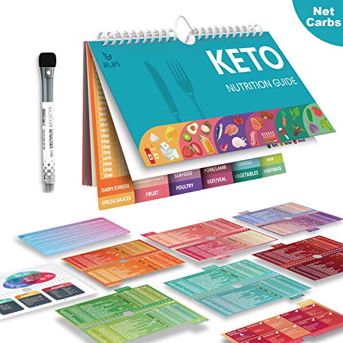 Keto Cheat Sheet Magnets,Keto Chart Incl. a 16-Page Keto List of 262 Foods & Drinks,Easy Keto Guide,Large-Font Keto Sheet,Keto Products,Keto Magnets with 1 Fridge Magnetic Dry-Erase Board & 1 Marker