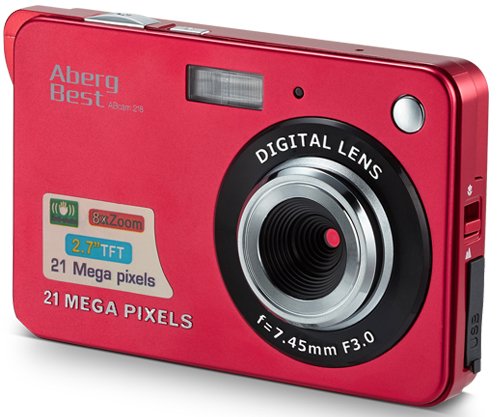 AbergBest 21 Mega Pixels 2.7' LCD Rechargeable HD Digital Camera Video Camera Digital Students Cameras,Indoor Outdoor for Adult/Seniors/Kid (Red)