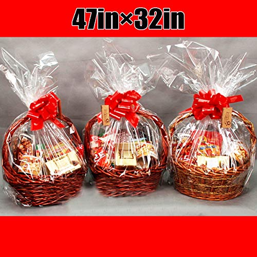 Clear Basket Bags Package Bags Cellophane Wrap for Baskets and Gifts, 47 by 32 Inches (20-Pack)