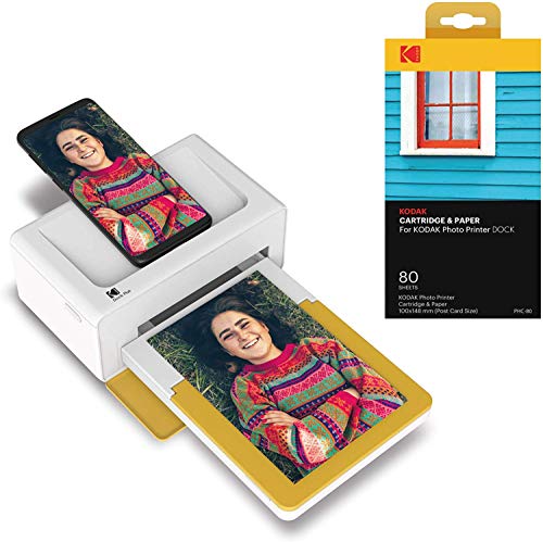 KODAK Dock Plus Instant Photo Printer – Bluetooth Portable Photo Printer Full Color Printing – Mobile App Compatible with iOS and Android – Convenient and Practical - 80 Sheet Bundle