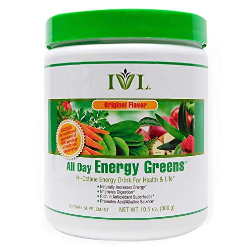 IVL Hi-Octane All Day Healthy Energy Greens Powder, 30 Servings per Canister, Original Flavor
