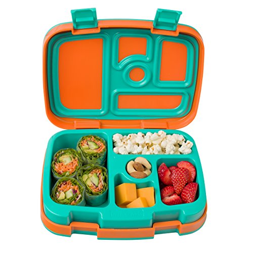 Bentgo Kids Brights – Leak-Proof, 5-Compartment Bento-Style Kids Lunch Box – Ideal Portion Sizes for Ages 3 to 7 – BPA-Free and Food-Safe Materials (Orange)