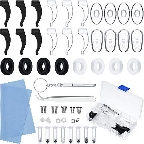 214 Piece Eyeglass Repair Kit with Soft Silicone Nose Pads, Anti-Slip Ear Grip Hooks Temple Tips, Glasses Screws, Micro Screwdriver, Eyeglasses Cleaner Cloth and Storage Case