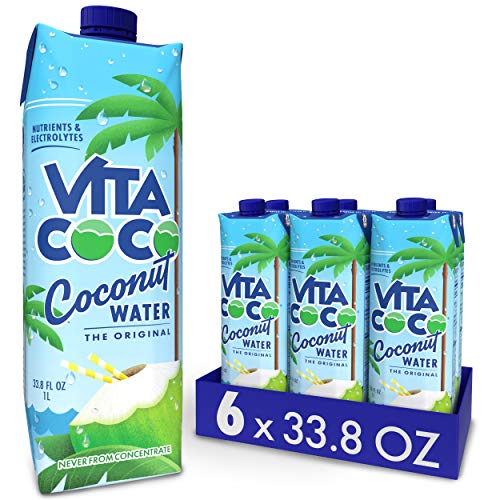 Vita Coco Coconut Water, Pure Original, Refreshing Coconut Taste, Natural Electrolytes, Vital Nutrients, 33.8 Oz (Pack of 6)
