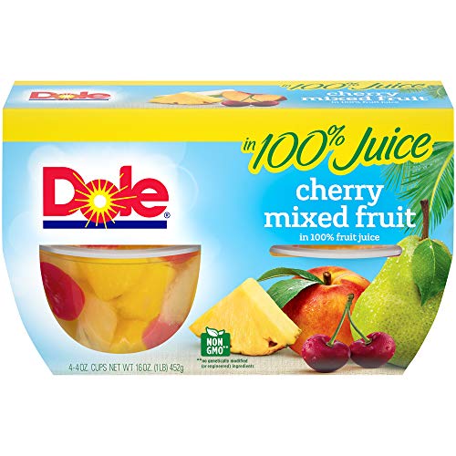 DOLE FRUIT BOWLS Cherry Mixed in 100% Fruit Juice, 4 Ounce (Pack of 4)