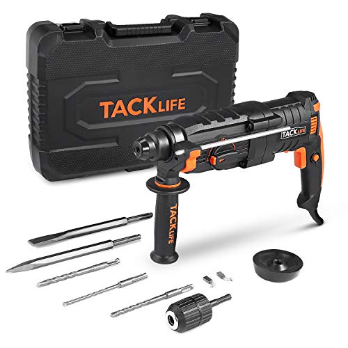 TACKLIFE 7.0 Amp Rotary Hammer Drill, 5 Functions in 1 Knob, 1-Inch SDS-Plus, 2.8J, 2 Variable Speeds 3200 RPM, 6000BPM, Safety Clutch, Ideal Power Drill for Concrete, Metal, Wood, Masonry - LRH01A