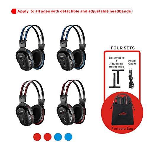SIMOLIO 4 Pack of DVD Wireless Headphones, in Car Kids Wireless Headphones for Universal Car Entertainment System, Automotive IR Wireless Headphones, Note Will Not Work on 2017+ GM's or Pacifica