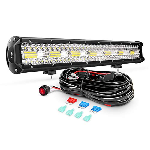 Nilight ZH409 20Inch 420W Triple Row Flood Spot Combo 42000LM LED Light Bar with Heavy Duty Off-Road Wiring Harness, 2 Years Warranty