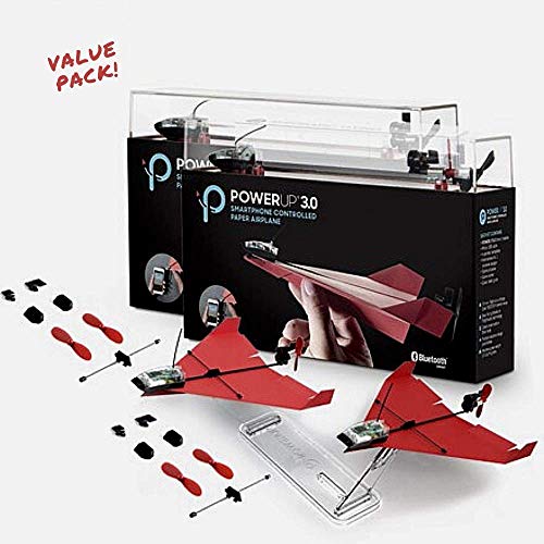 POWERUP 3.0 DOUBLE EXTRAS - Value Pack Includes 2 X Power Up 3.0 Kits And 2 Additional Spare Parts Kits. POWERUP 3.0 Original Smartphone Controlled Paper Airplanes Conversion Kit - Durable Remote Cont