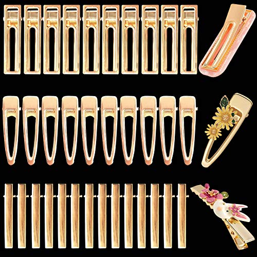 60PCS Alligator Hair Clips Metal Flat Hair Clips Barrette for Resin Molds, Duckbill Hair Clips DIY Accessories for Resin Art Crafts