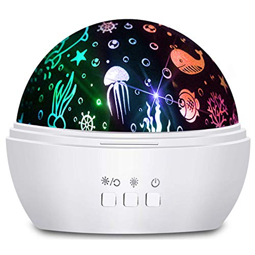 Moredig Kids Night Light, 360° Rotating Starry Night Light Projector for Baby, Ocean Wave Projector for Kids Bedroom Decoration- White