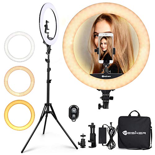 Ring Light 18 Inch 65W LED Ringlight Kit with Tripod Stand with Phone Holder Adjustable Color Temperature Circle MUA Lighting for iPhone Camera for for Vlog, Makeup, YouTube, Video Shooting, Selfie