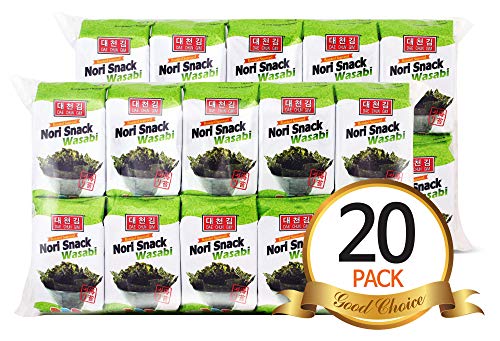 Daechun(Choi''s1) Wasabi Seaweed Snack, 20 Pack, Product of Korea