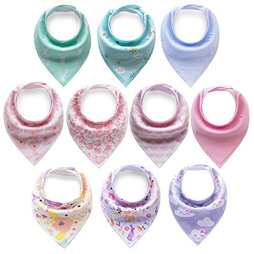 Cherub 10-Pack Baby Bandana Drool Bibs for Teething Boys Girls