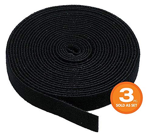 Monoprice 3-Pack Hook & Loop Fastening Tape 5 Yard/roll, 0.75-inch, Black-(121887), 3 Count