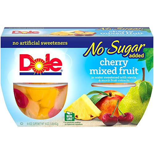 DOLE FRUIT BOWLS No Sugar Added Cherry Mixed Fruit, 4 Cups (6 Pack)