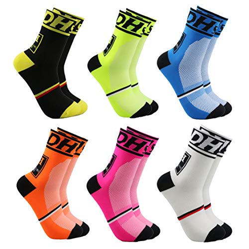 VWU 6 Pack Mens Cycling Socks Running Sports Socks Ankle Socks Size 6-11 cycling socks for men boy cycling socks