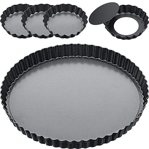 9 Inch and 4 Inch 5 Pack Tart Pan Removable Bottom Quiche Pan Non-Stick Pie Tart Baking Dish Pan Carbon Steel Quiche Pan for Kitchen Cooking Baking