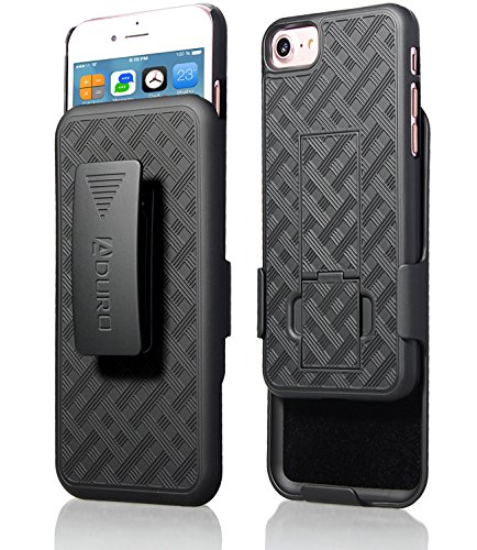 Aduro iPhone SE2/8/7/6/6s Holster Case, Combo Shell & Holster Case - Super Slim Shell Case with Built-in Kickstand, Swivel Belt Clip Holster for Apple iPhone SE 2nd Gen (2020) 8, 7, 6, 6s