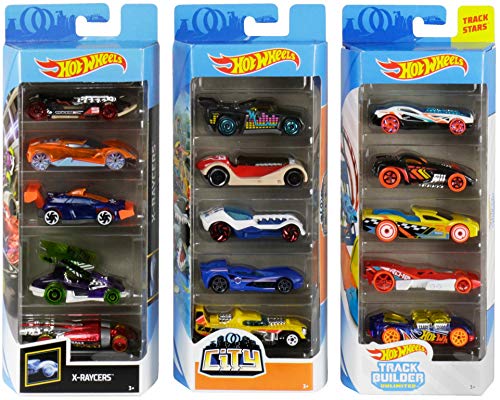 Hot Wheels Track Bundle with Hot Wheels City Track Builder X-Raycers 5-Pack 1:64 Scale Die-Cast Cars Collectors of All Ages Colorful Graphics Exclusive Great Gift Idea 3 years and older