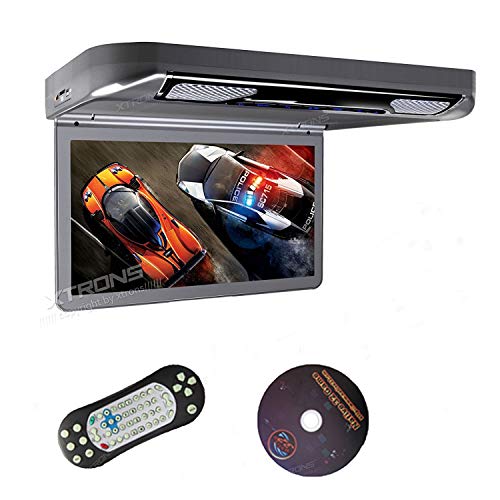 XTRONS Grey 13.3' HD 1080P Video Car MPV Roof Flip Down Slim Overhead DVD Player Wide Screen Ultra-Thin with HDMI Input