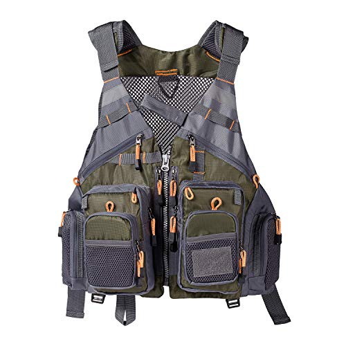 Lightbare Fly Fishing Vest for Men with Pockets for, Army Green, Size One Size