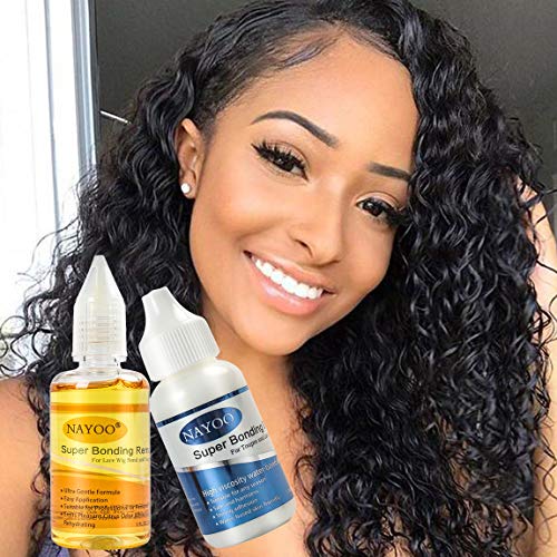 Lace Wig Glue and Remover Hair Replacement Strong Hold Adhesive Hair Invisible Bonding Glue for Lace Hairpieces Wig Closure Frontal Toupee System (2 Bottles, Glue and Remove)