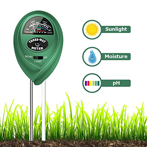 Sonkir MS01 Soil pH Meter, 3-in-1 Soil Moisture/Light/pH Tester Gardening Tool Kits for Garden, Lawn, Farm, Green