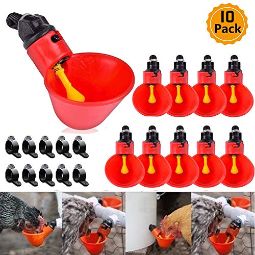 LINMETIC Poultry Waterer Chicken Water Cups Plastic Backyards Chicken Drinking Cups Bowls, Chicken Waterer Float Style Gravity Feed Waterer