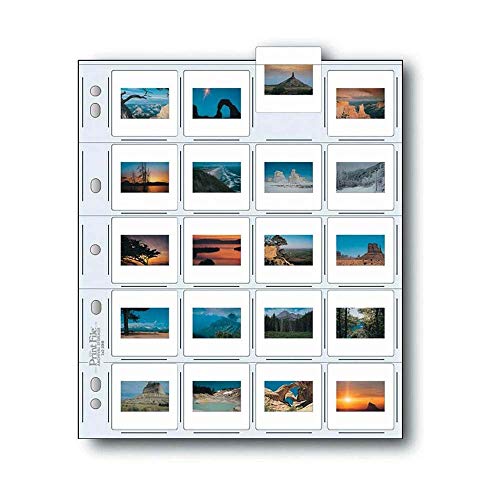 Print File 35mm Slide Pages Holds Twenty 2x2' Mounted Transparencies, Top Loading, Pack of 25