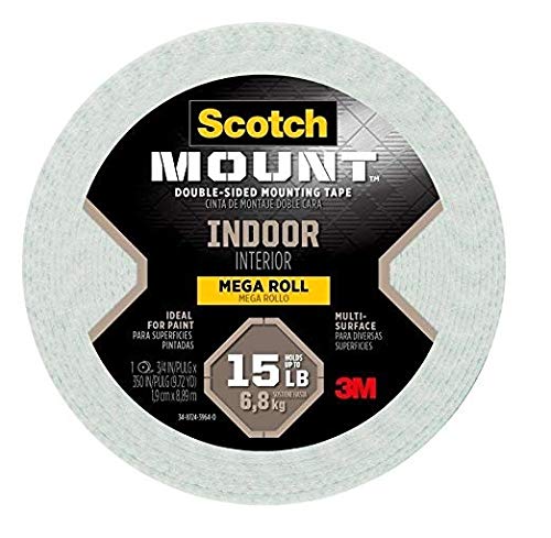 Scotch Indoor Double sided Mounting Tape, 0.75-inch x 350-inches, White, Holds up to 15 pounds, 1-Roll (110-LongDC)