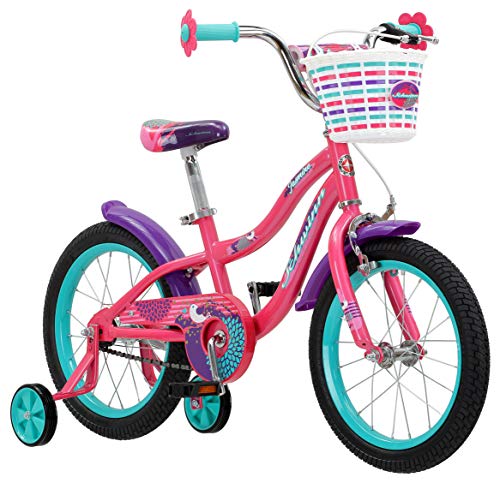 Schwinn Jasmine Girls Bike with Training Wheels, 16-Inch Wheels, Pink