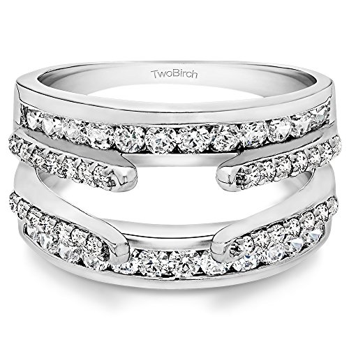 TwoBirch 1.01 Ct. Combination Cathedral and Classic Ring Guard in Sterling Silver with Cubic Zirconia (Size 7)