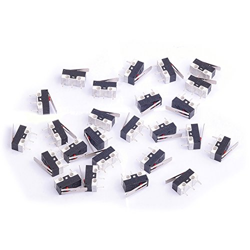 Cylewet 25Pcs AC 1A 125V 3Pin SPDT Limit Micro Switch Long Hinge Lever for Arduino (Pack of 25) CYT1073