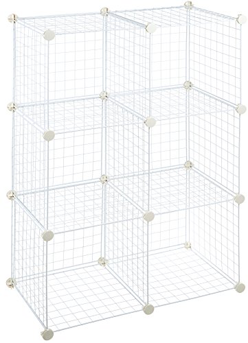 AmazonBasics 6 Cube Grid Wire Storage Shelves, White