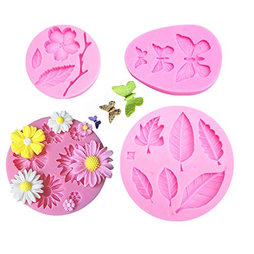 4 Pcs Flower Candy Molds Chocolate Molds Polymer Clay molds DIY Crafting Projects and Cake Decoration