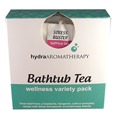 hydraAromatherapy Bathtub Tea-Wellness Variety Pack Cold & Flu Buster, Hangover Buster, Headache Buster and Stress Buster Bathtub Teas