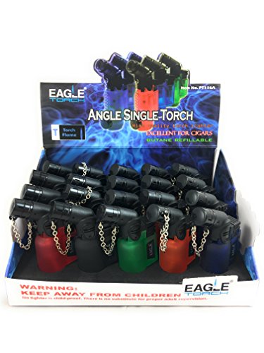 Eagle Angle Single Torch Lighters Small 20-Pack Box on Tray