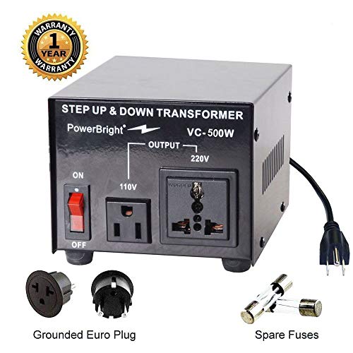 PowerBright Step Up & Down Transformer, Power ON/Off Switch, Can be Used in 110 Volt Countries and 220 Volt Countries, Convert from 220-240 Volt to 110-120 Volt AND from 110-120 Volt to 220-240 (500W)