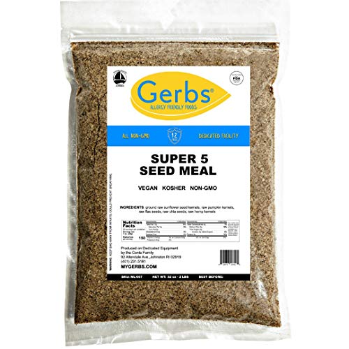 GERBS Ground Super Five Seed Meal, 32 ounce Bag, Top 14 Food Allergy Free, Non GMO -Vegan, Keto, Paleo Friendly