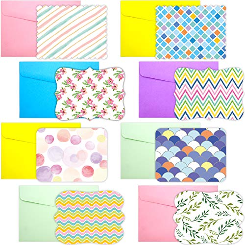 40 Single Panel Blank Cards with Envelopes Bright Pattern Watercolor Colorful Greeting Note Cards Office School Home Kids