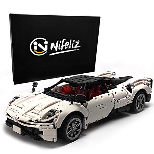 Nifeliz Sports Car HURA MOC Building Blocks and Engineering Toy, Adult Collectible Model Cars Set to Build, 1:9 Scale White Race Car Model (2209 Pcs)