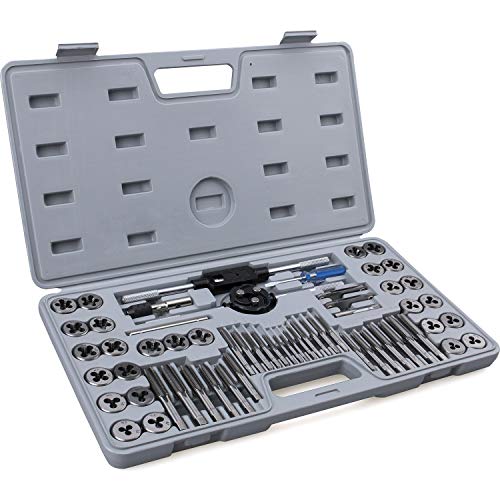 60-Piece Master Tap and Die Set - Include Both SAE Inch and Metric Sizes, Coarse and Fine Threads | Essential Threading and Rethreading Tool Kit with Complete Accessories and Storage Case