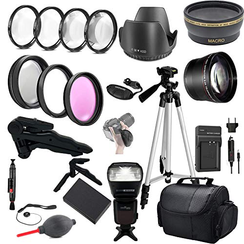 Commander Optics Professional Photo Accessory Kit with TTL Flash, Bag, LP-E10 Battery, 58MM Filter Kits, Tripods and More for 58MM Lenses on Canon DSLR Cameras Rebel EOS T6, T7, 4000D