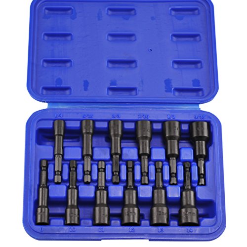 Neiko 10250A Magnetic Hex Nut Driver Master Kit, Cr-V Steel | 1/4' Quick-Change Hex Shank | SAE & Metric | 12-Piece Set